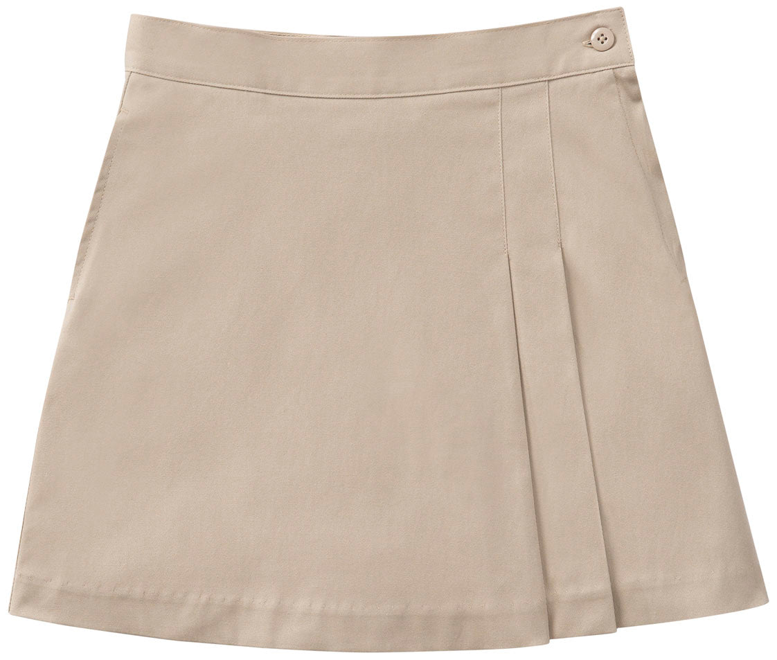 Girls Stretch Double Pleated Scooter in Khaki