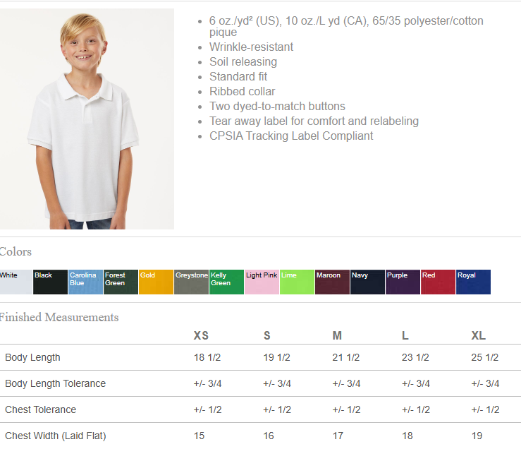 Sudbrook YOUTH Short Sleeve ALL PRO Golf Shirt - Youth
